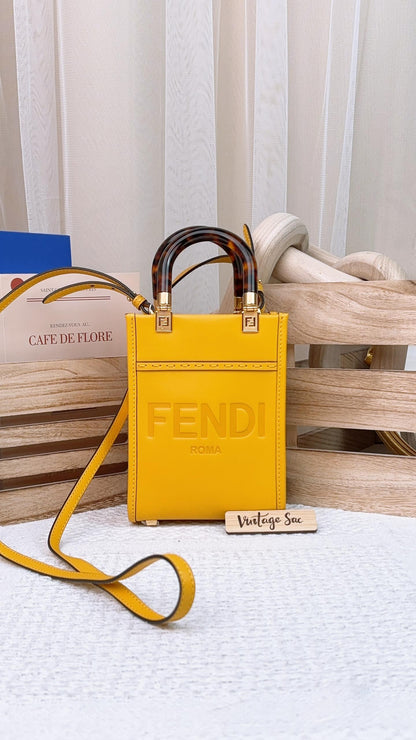 Fendi Yellow Calfskin Sunshine Mini Tote