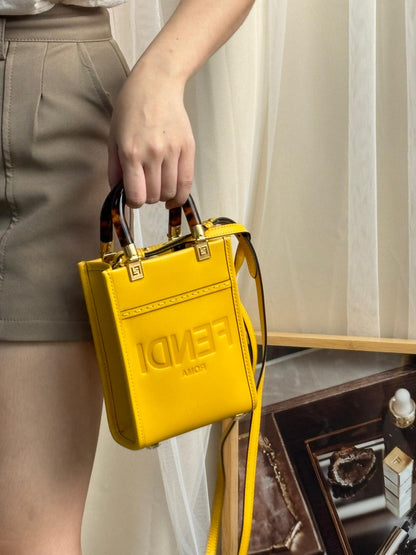 Fendi Yellow Calfskin Sunshine Mini Tote