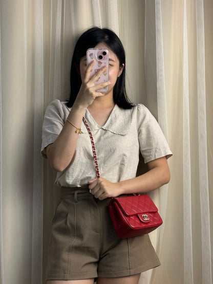 Chanel Red Caviar Mini Square Flap Bag SHW