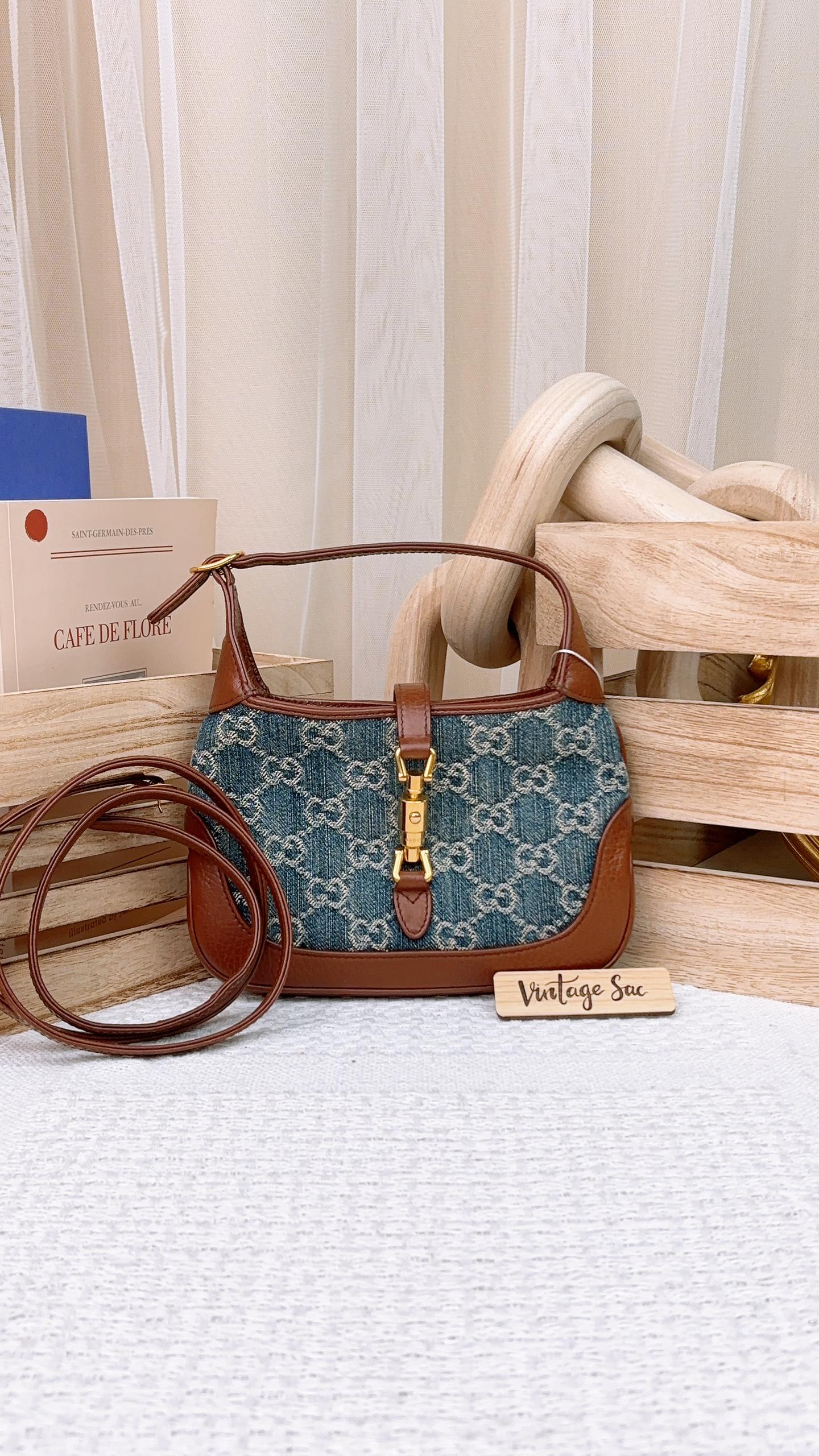 Gucci Brown Denim Mini Jackie 1961