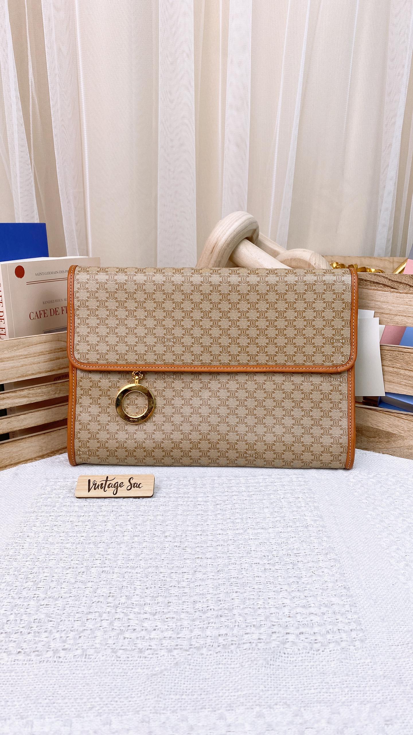 Celine Beige Macadam Flap Crossbody