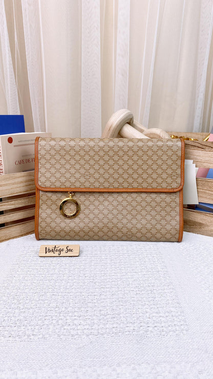 Celine Beige Macadam Flap Crossbody