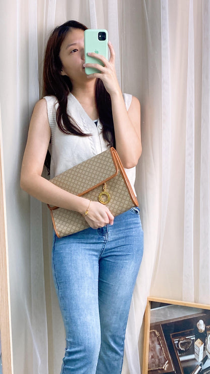 Celine Beige Macadam Flap Crossbody