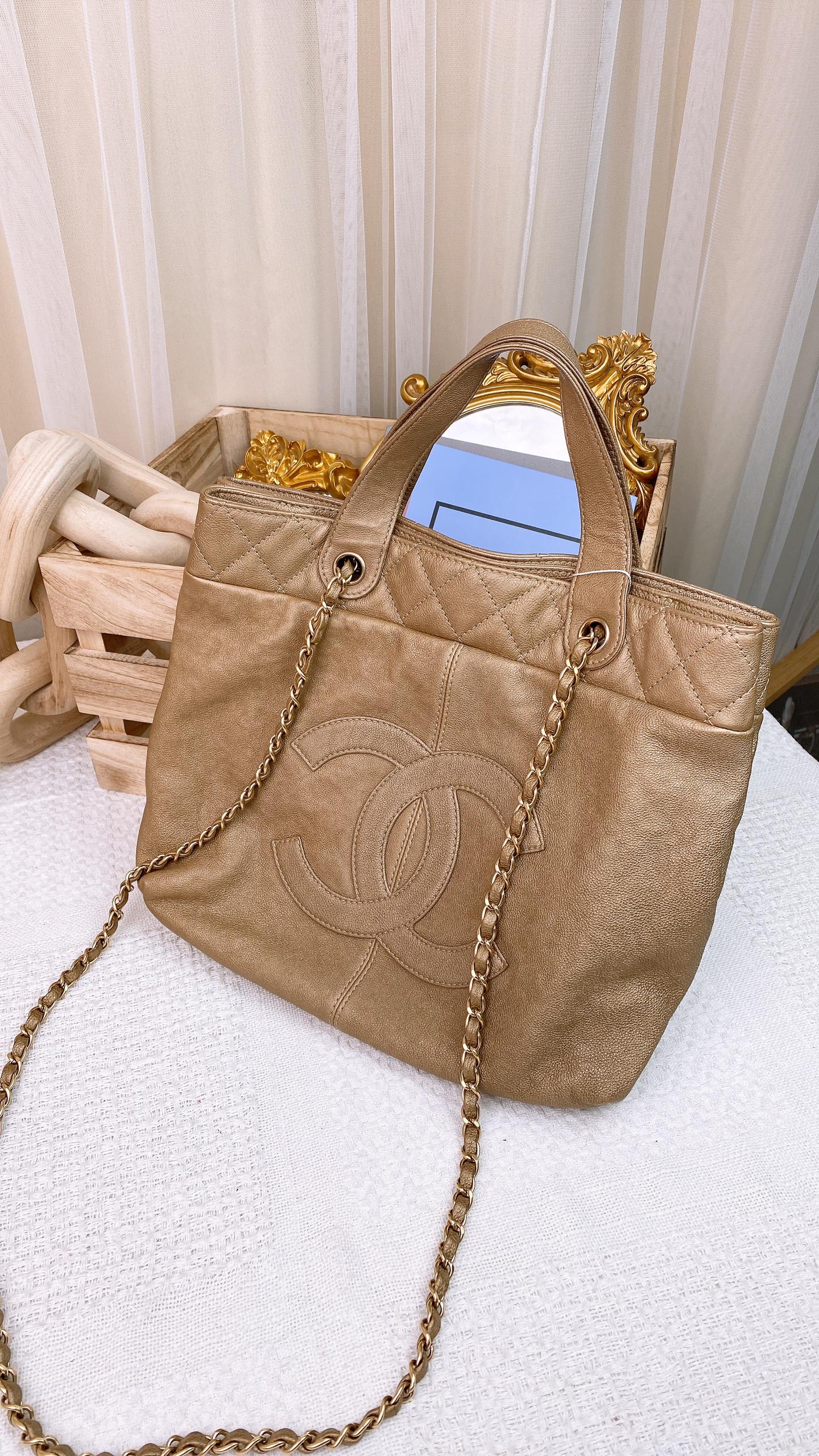 Chanel Dark Beige Caviar Top Handle 2 Way Bag