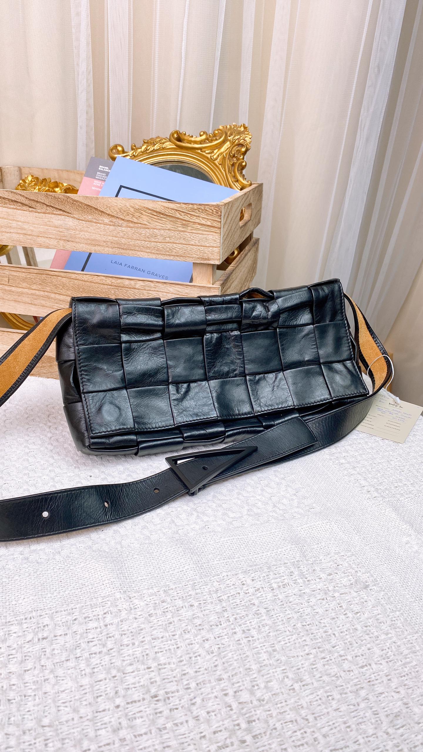 BV Black Intrecciato Cassette Belt Bag