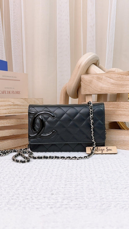 Chanel Black Calfskin Cambon WOC SHW