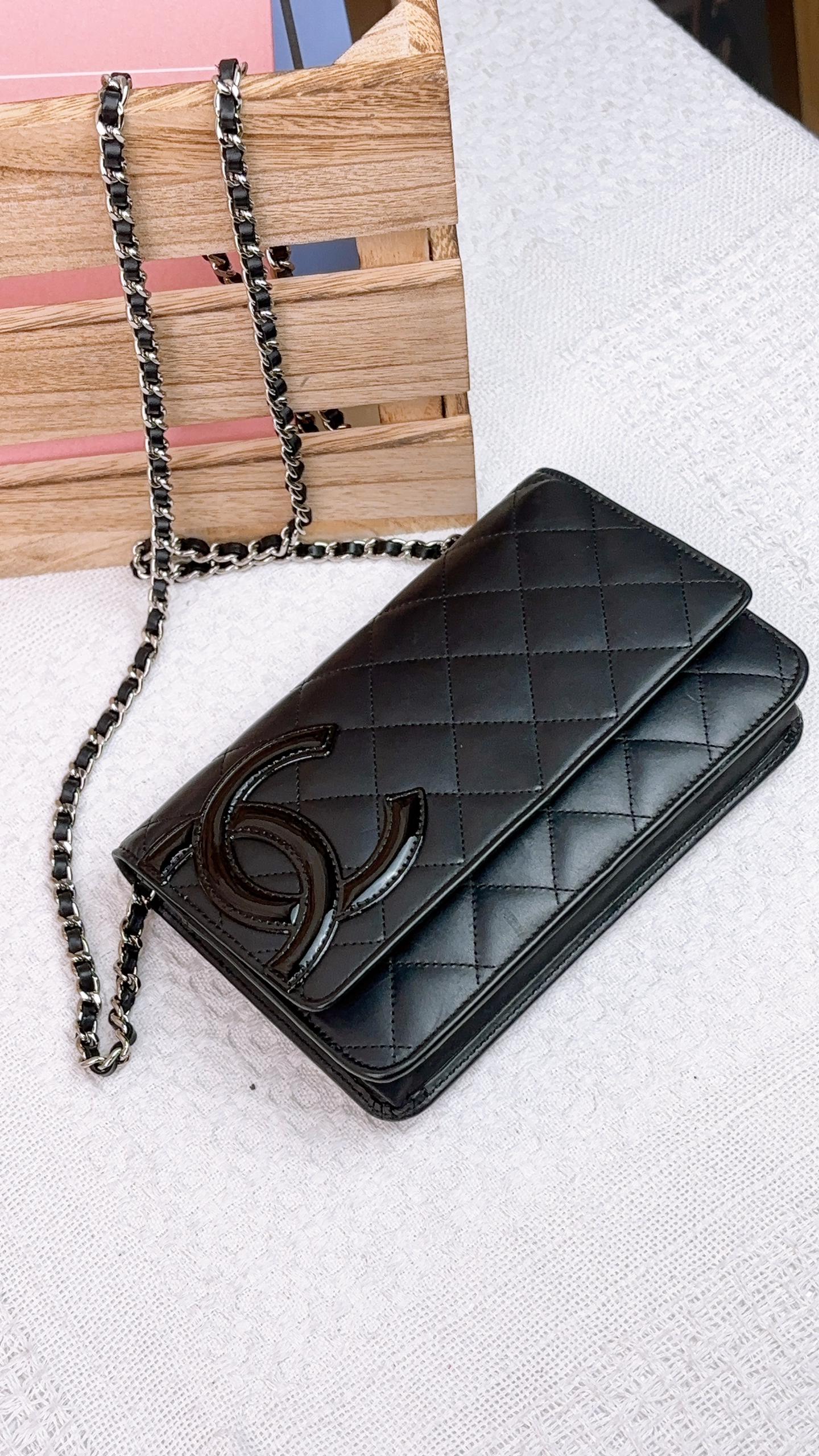 Chanel Black Calfskin Cambon WOC SHW