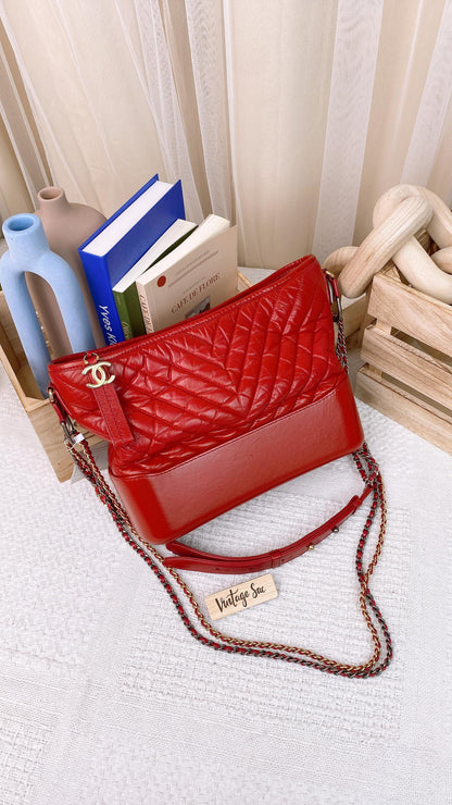 Chanel Medium Red Chevron Gabrielle