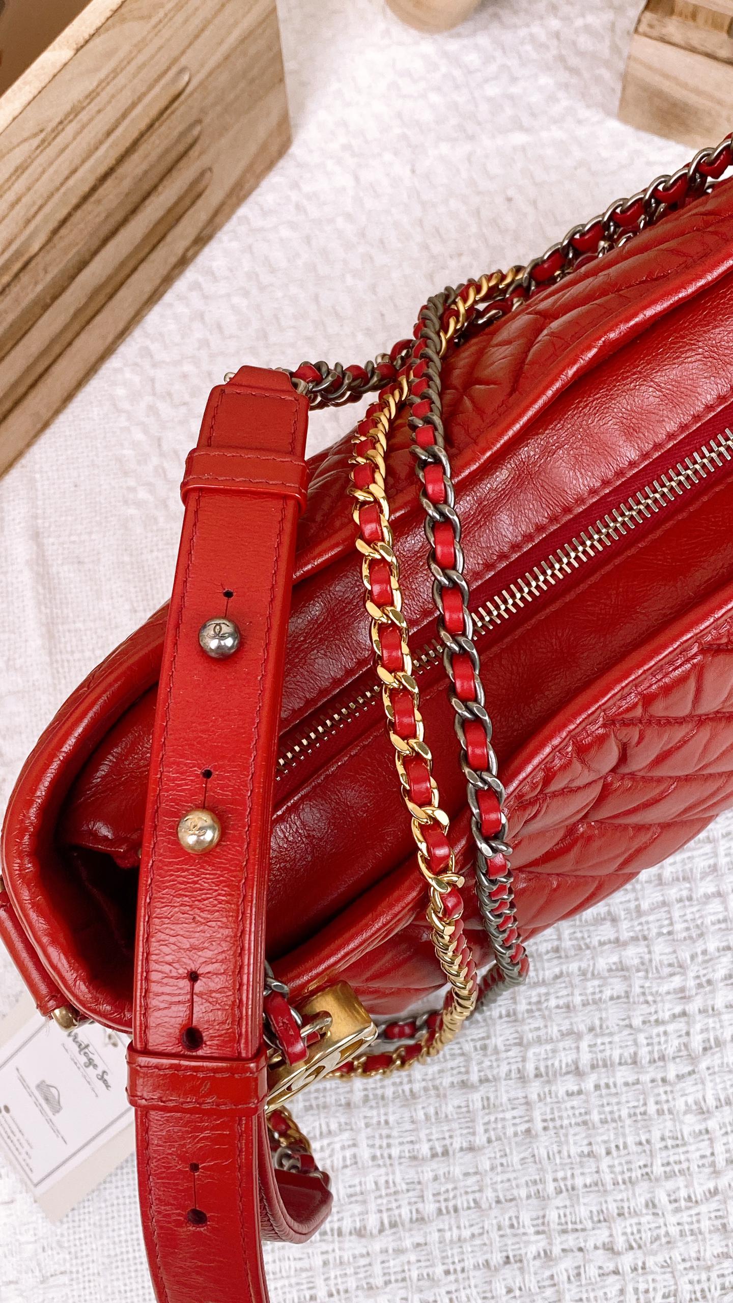 Chanel Medium Red Chevron Gabrielle