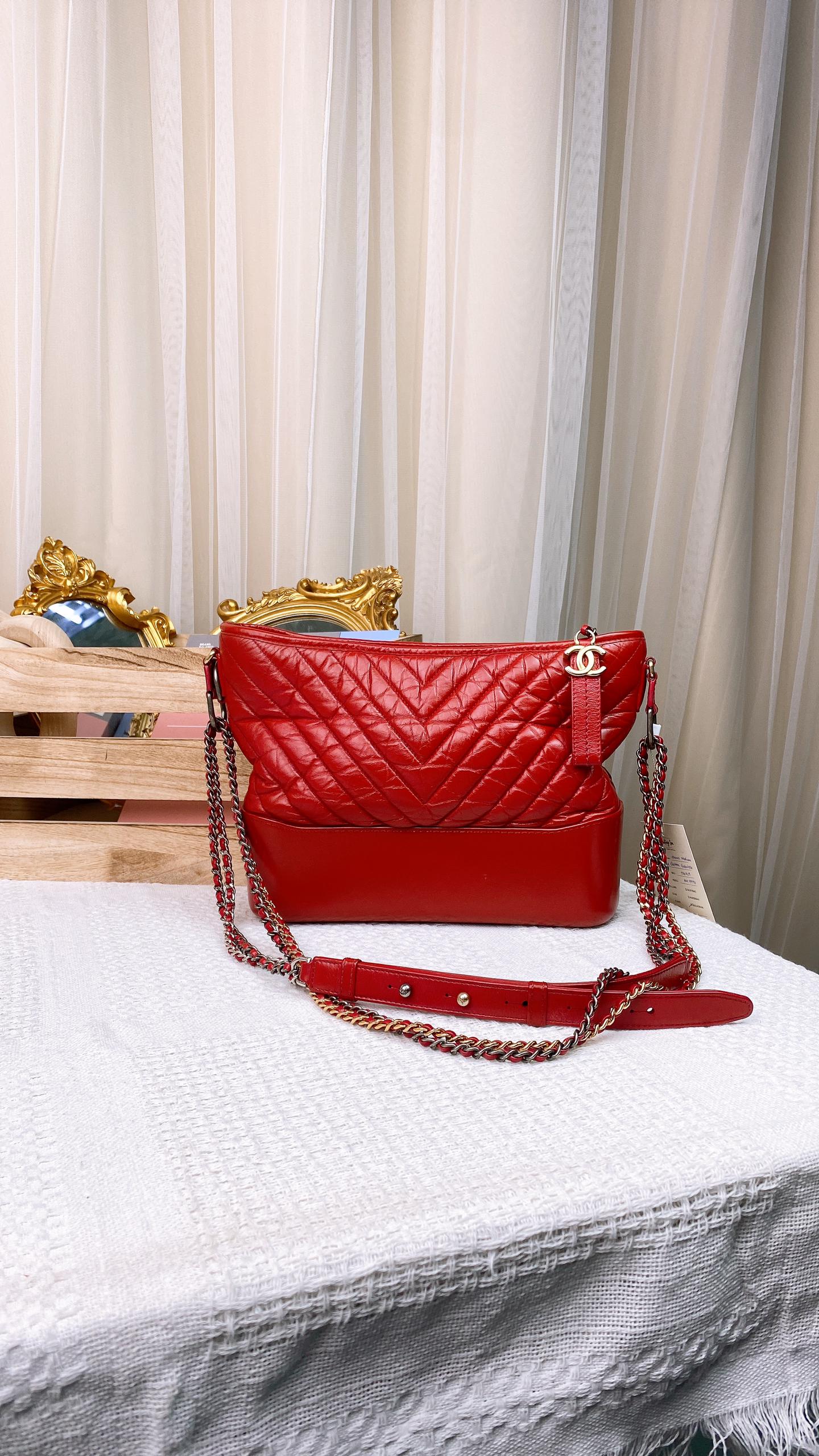 Chanel Medium Red Chevron Gabrielle