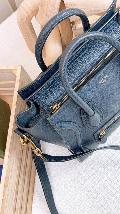 Celine Dark Blue Nano Luggage