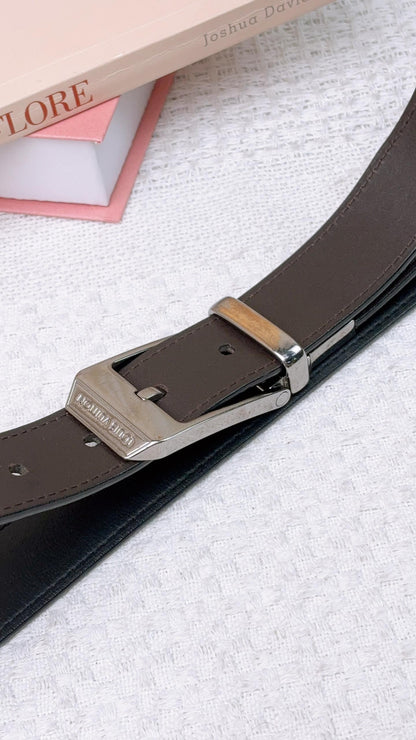 LV Silver Black Brown Reversible Belt 30mm