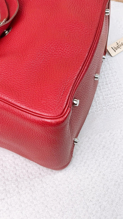 Hermes Red Clemence Lindy 30 PHW