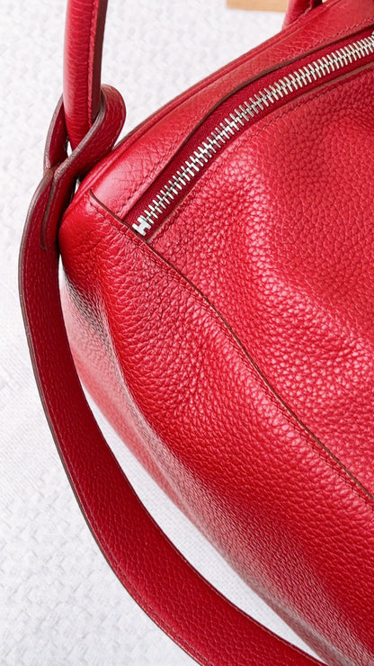 Hermes Red Clemence Lindy 30 PHW