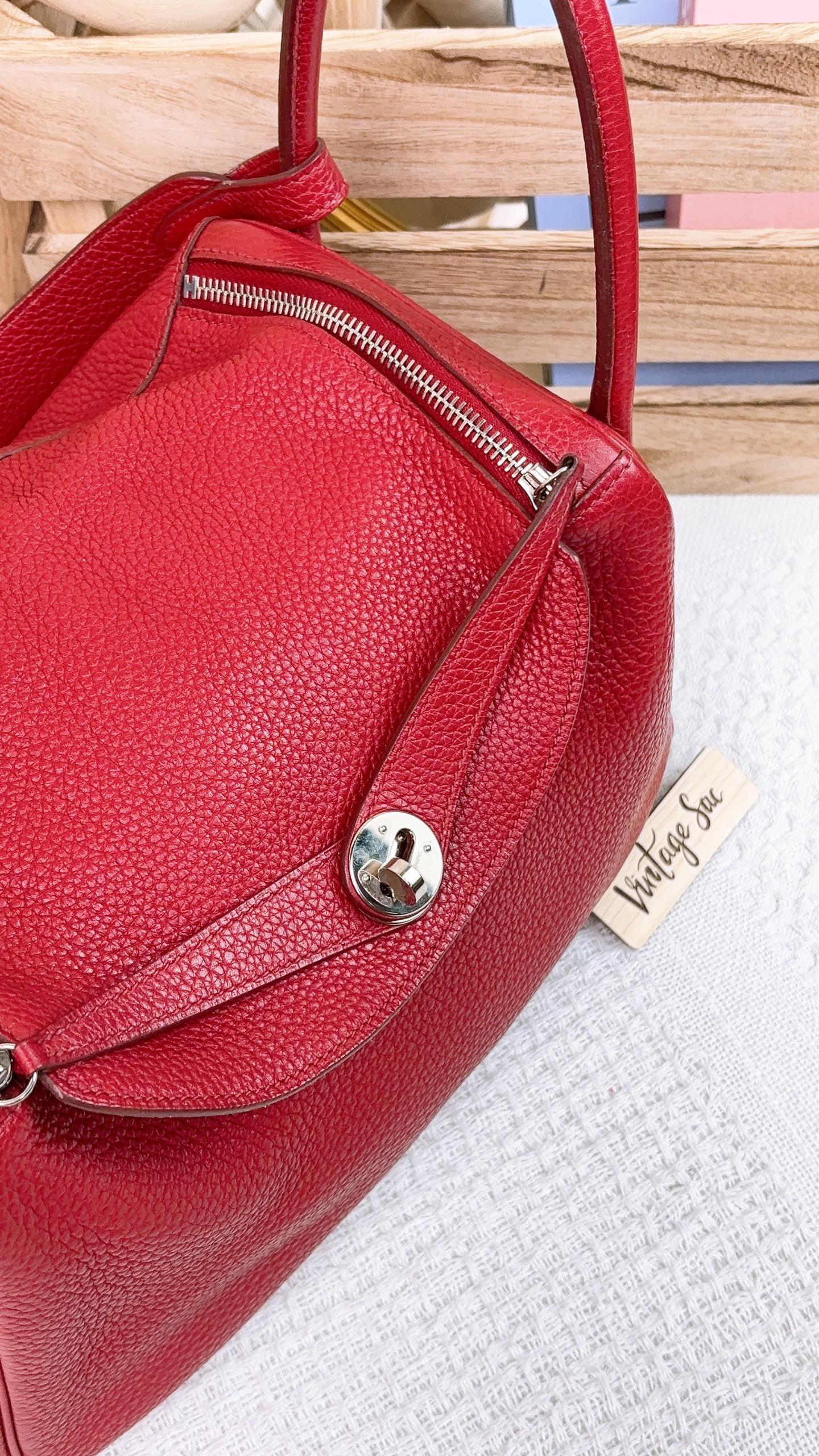 Hermes Red Clemence Lindy 30 PHW