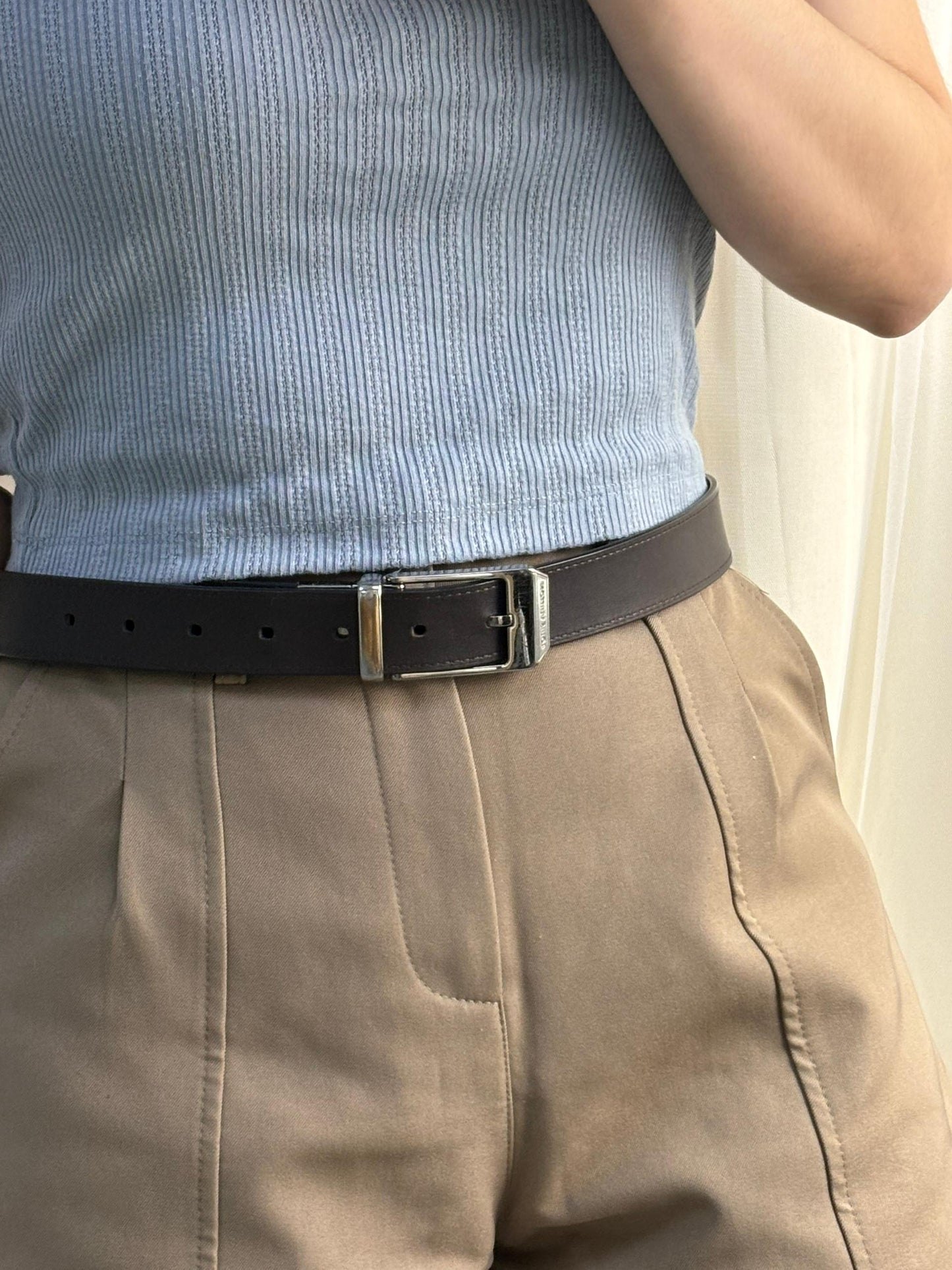 LV Silver Black Brown Reversible Belt 30mm