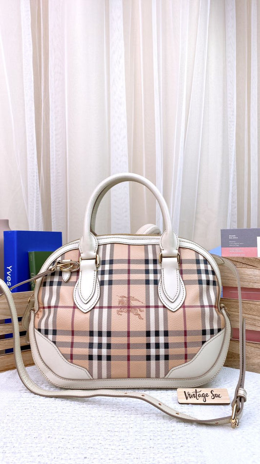 Burberry Beige Haymarket Check Orchard Bag