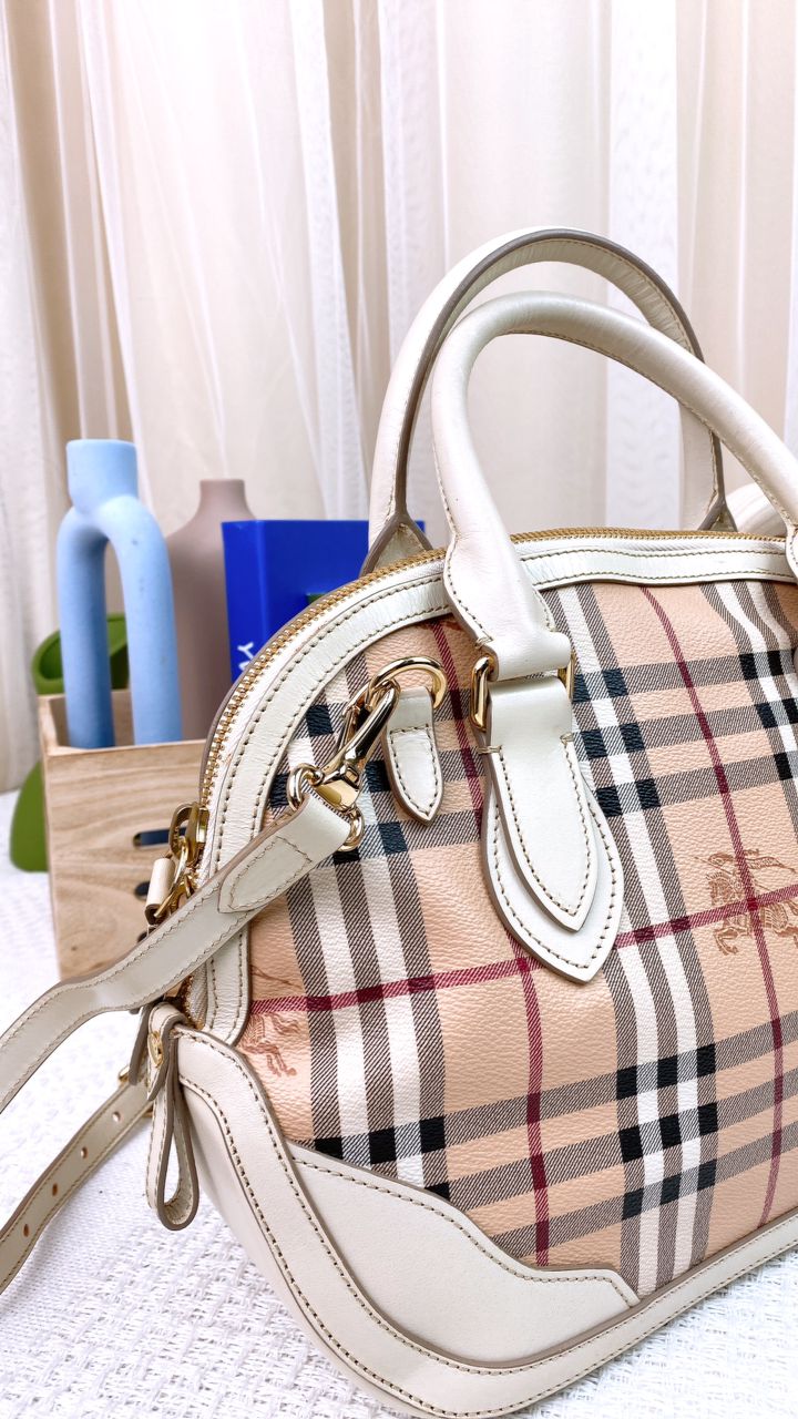 Burberry Beige Haymarket Check Orchard Bag