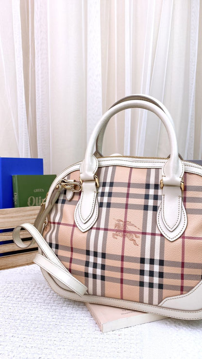 Burberry Beige Haymarket Check Orchard Bag