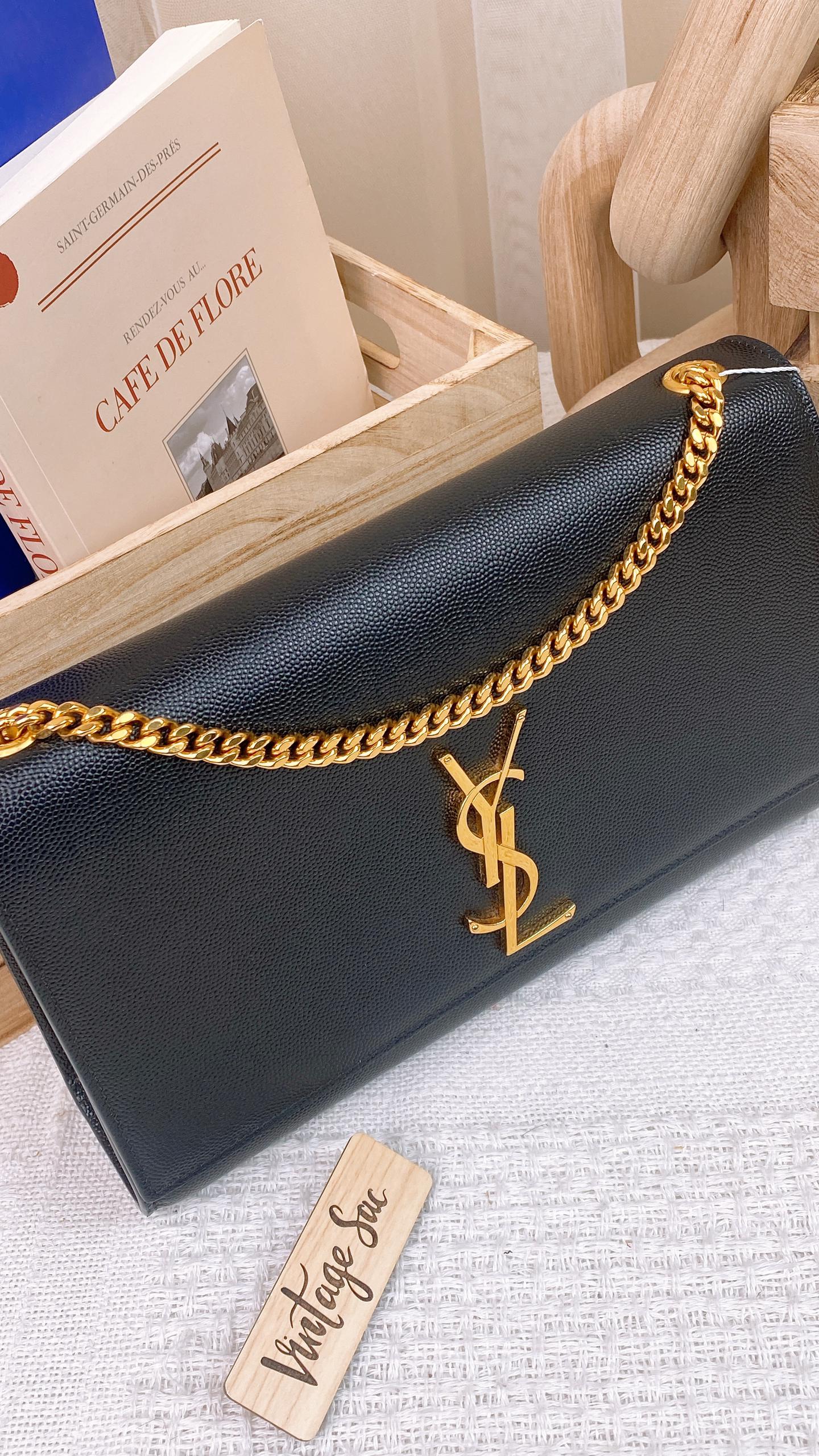 YSL Black Medium Kate (GHW)