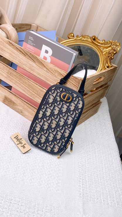 Dior Navy Oblique 30 Montaigne Call’In Phone Holder (GHW)