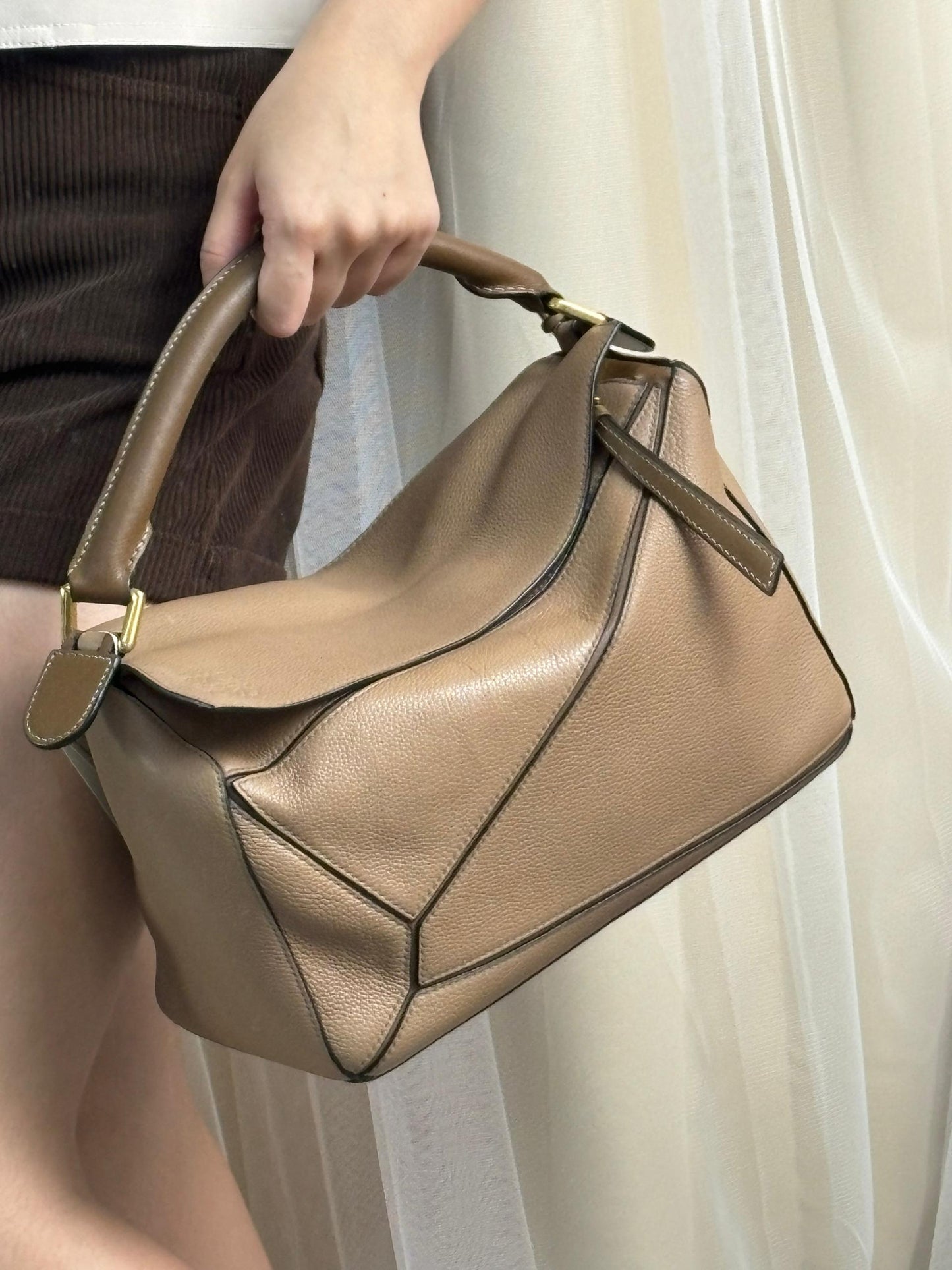 Loewe Sand Grained Calfskin Medium Puzzle Bag