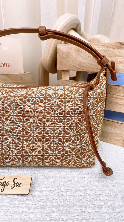 Loewe Brown Canvas Small Cubi Bag