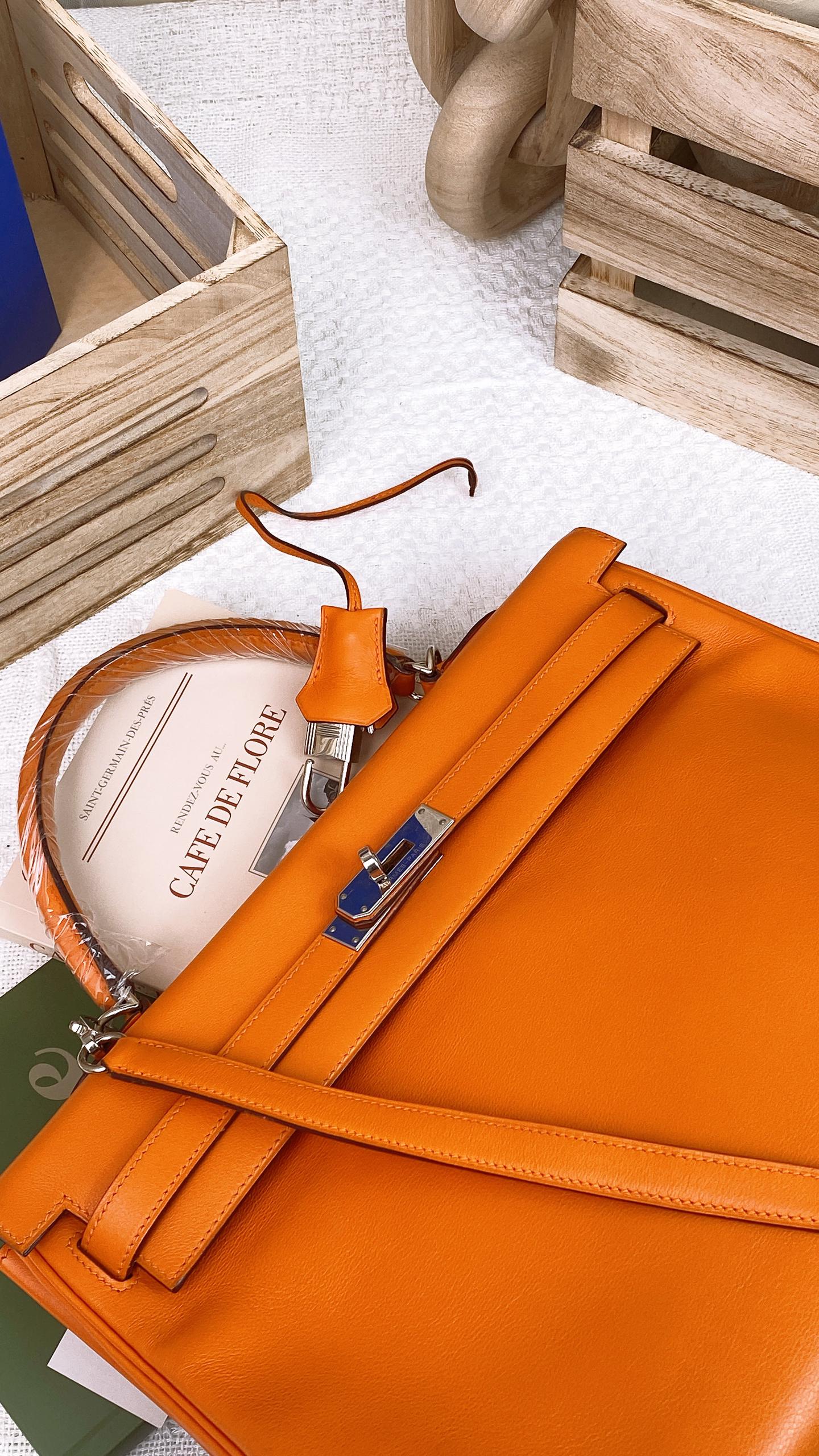 Hermes Orange Ever-colour Kelly 35 PHW