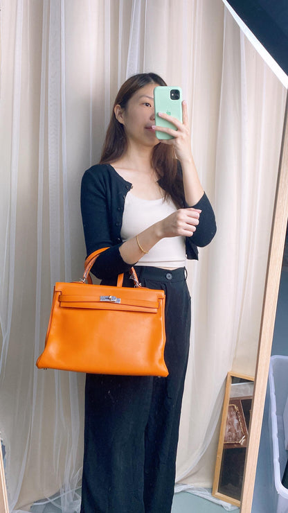 Hermes Orange Ever-colour Kelly 35 PHW