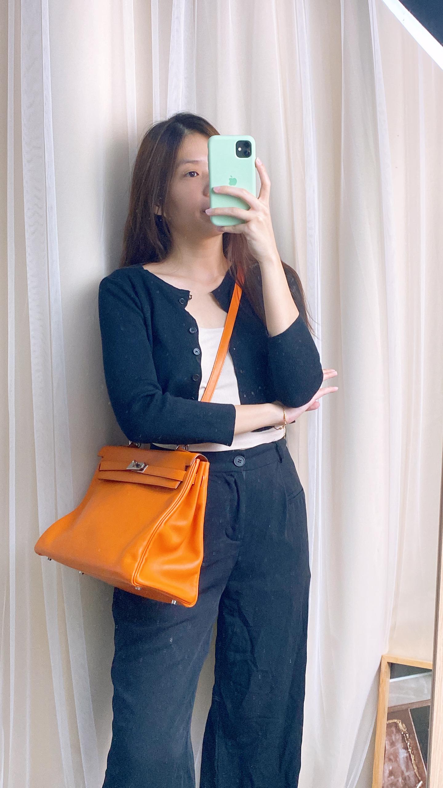 Hermes Orange Ever-colour Kelly 35 PHW