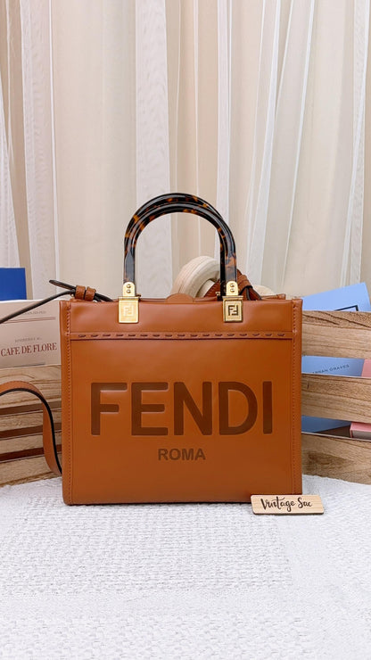 Fendi Brown Calfskin Small Sunshine Tote