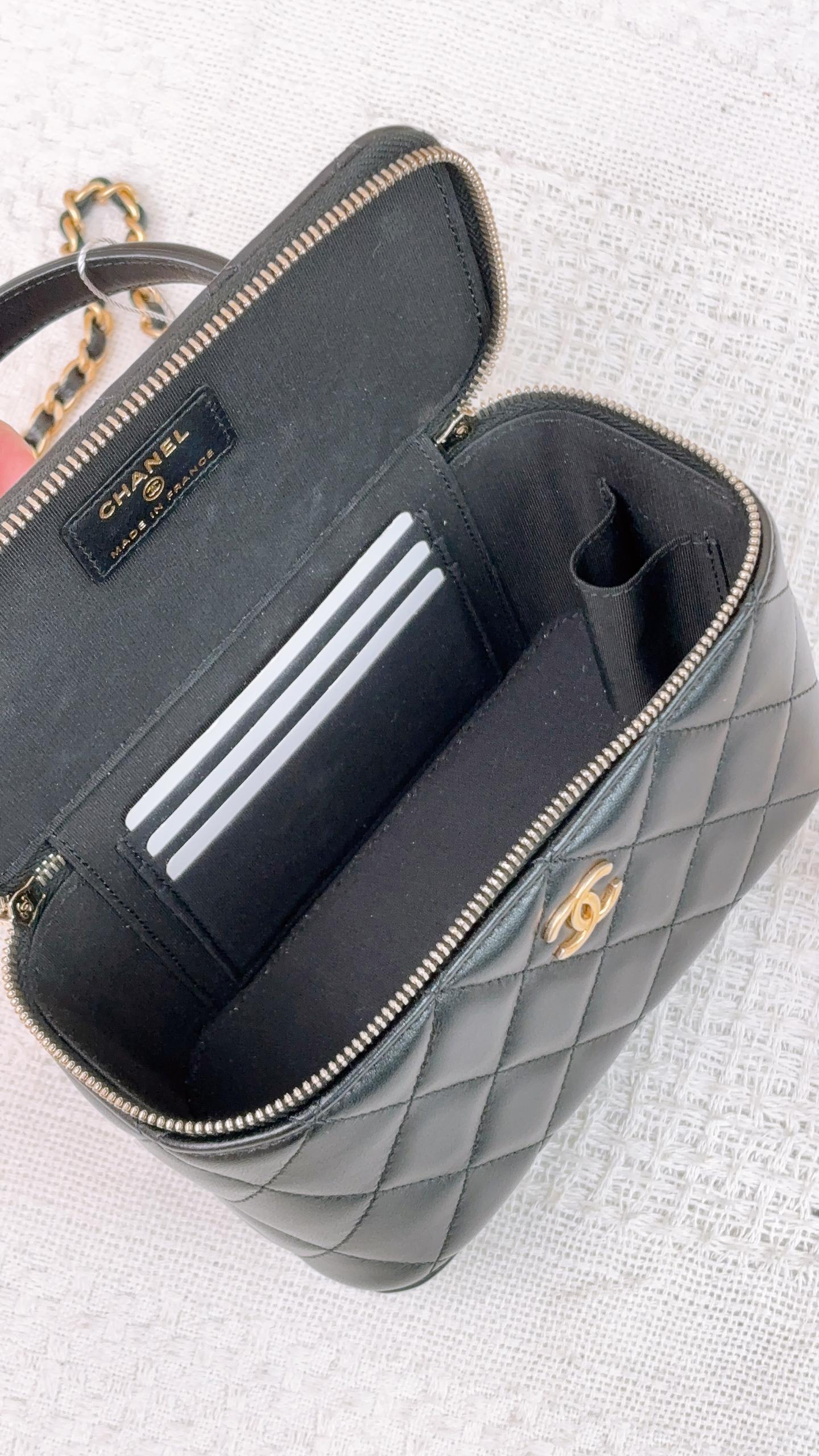 Chanel Black Lambskin Top Handle Vanity Bag GHW