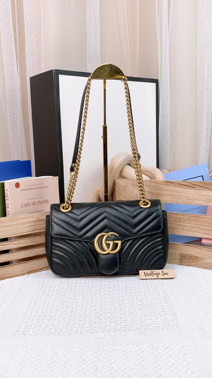 Gucci Black Calfskin Small Marmont Bag GHW