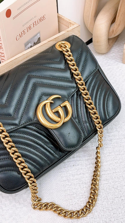 Gucci Black Calfskin Small Marmont Bag GHW