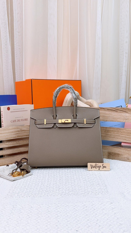 Hermes Etoupe Epsom Sellier Birkin 25 GHW