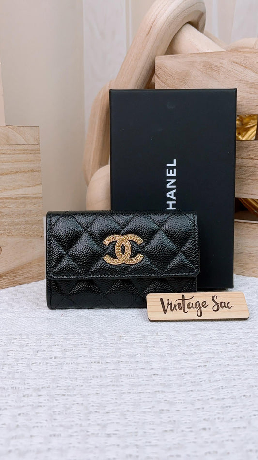 Chanel Black Caviar 22K Card Holder GHW