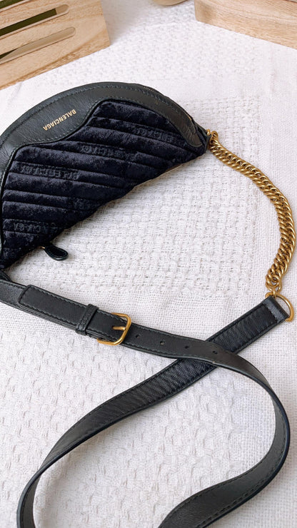 Balenciaga Black Velvet Small Souvenir Belt bag&nbsp;