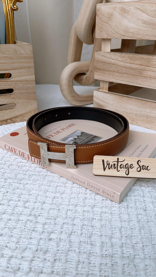 Hermes Gold /Black 25mm Belt (PHW)