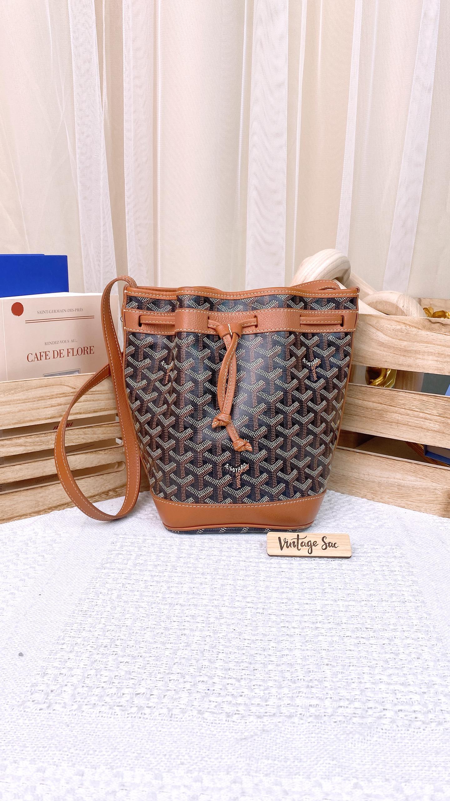 Goyard Black D Tan Petit Flot Bucket Bag