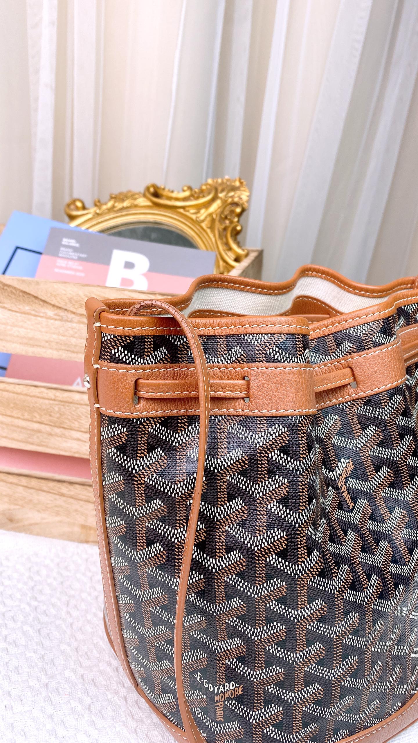 Goyard Black D Tan Petit Flot Bucket Bag