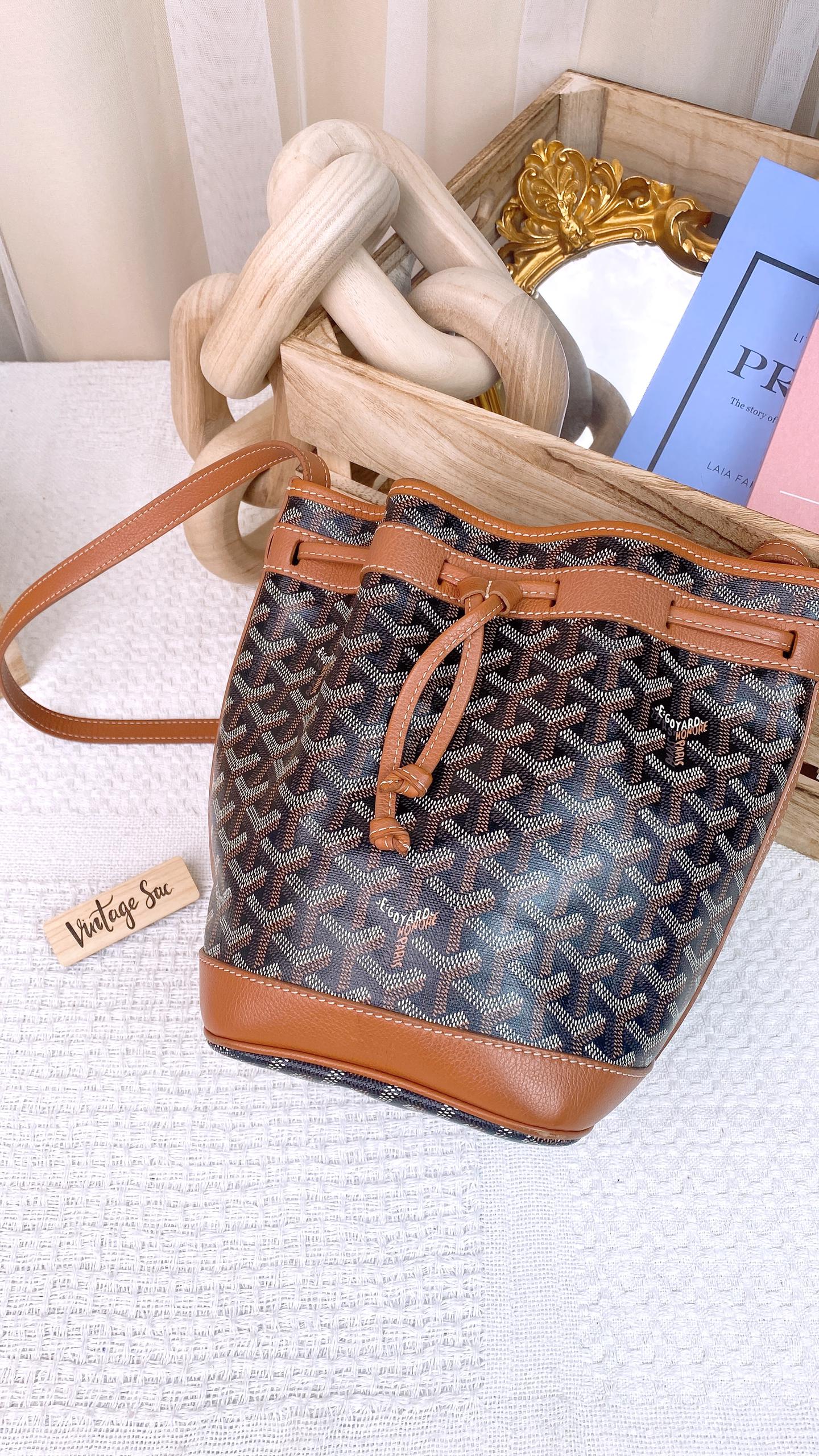 Goyard Black D Tan Petit Flot Bucket Bag