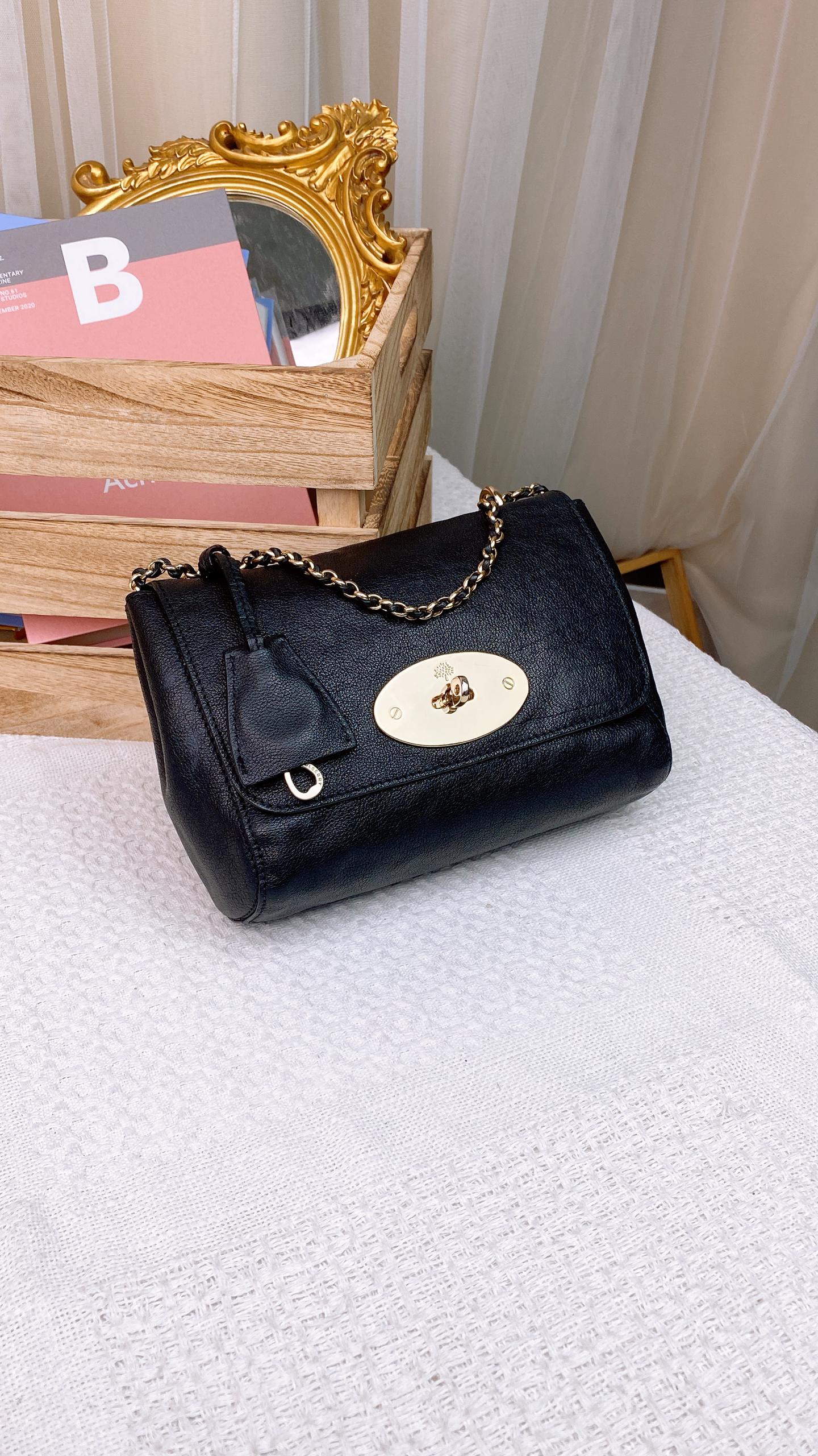 Mulberry Black Small Lily Crossbody Bag (GHW)