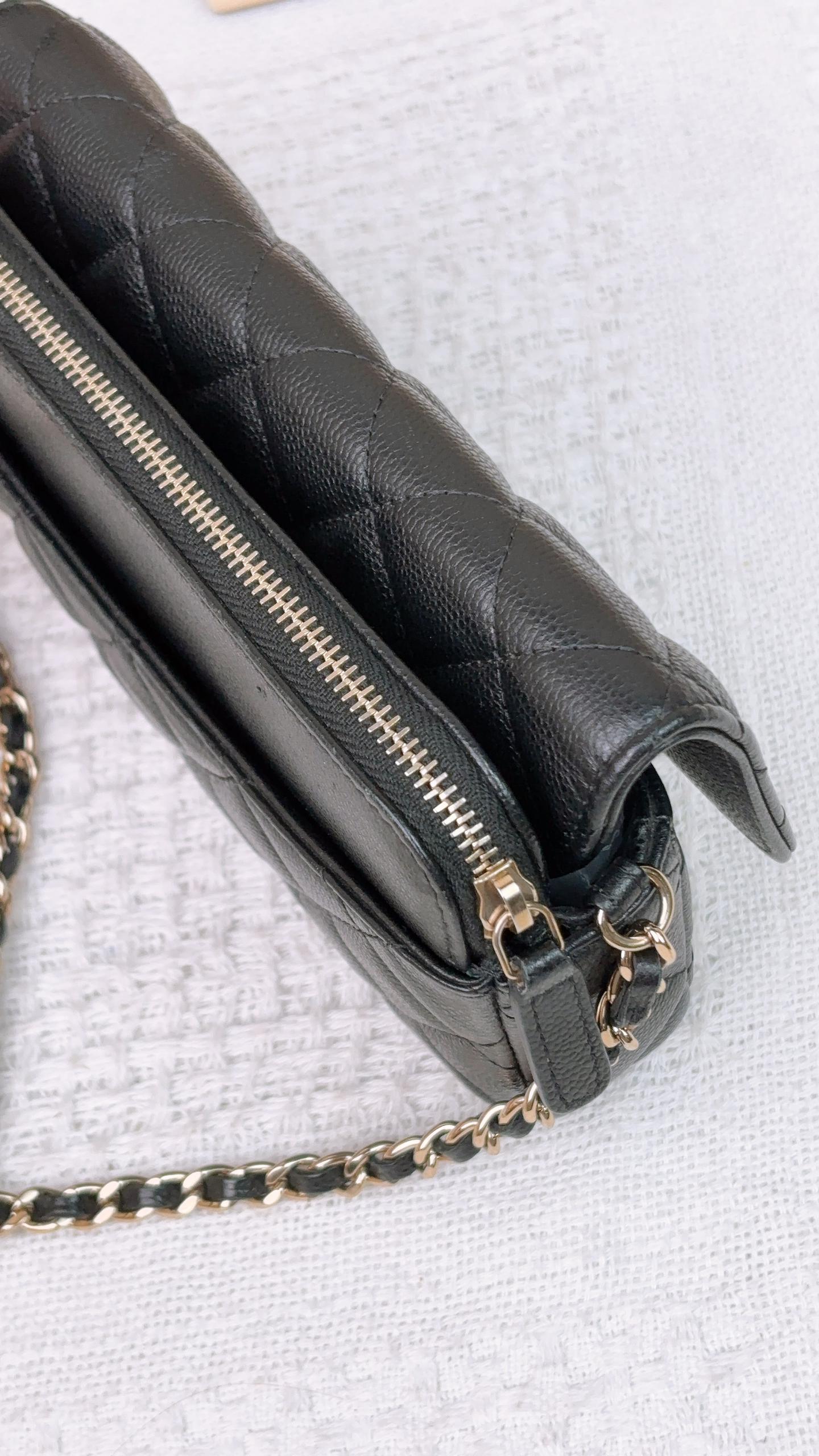 Chanel Black Caviar Zip WOC LGHW