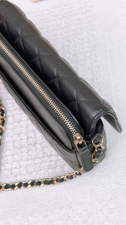 Chanel Black Caviar Zip WOC LGHW