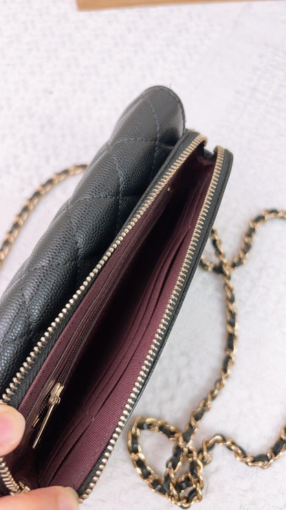 Chanel Black Caviar Zip WOC LGHW