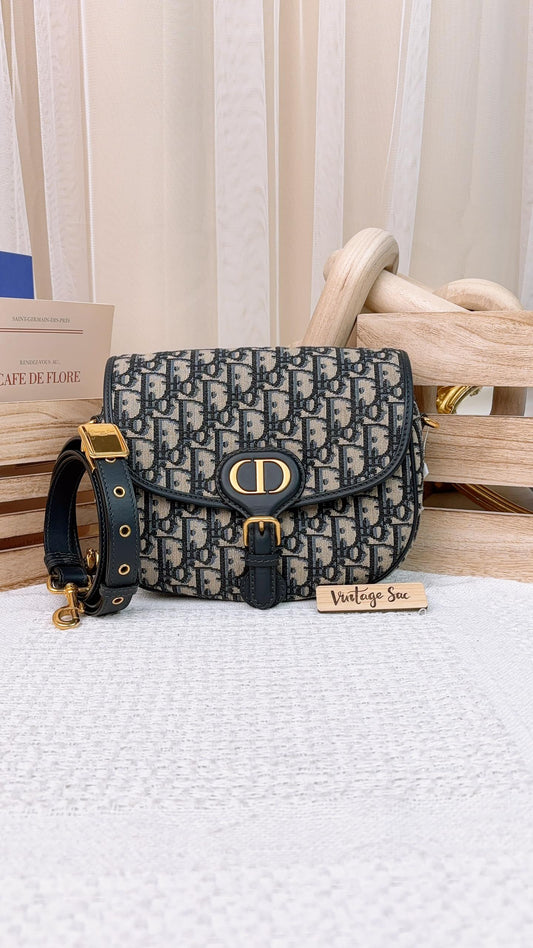 Dior Navy Oblique Medium Bobby Bag GHW