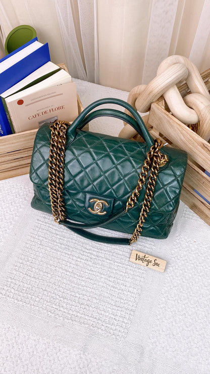 Chanel Green Glazed Calfskin Rock Castle Flap Bag (GHW)