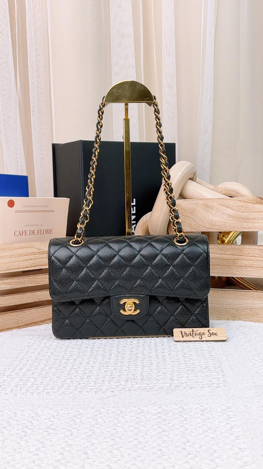 Chanel Black Caviar Small Classic Flap Bag GHW