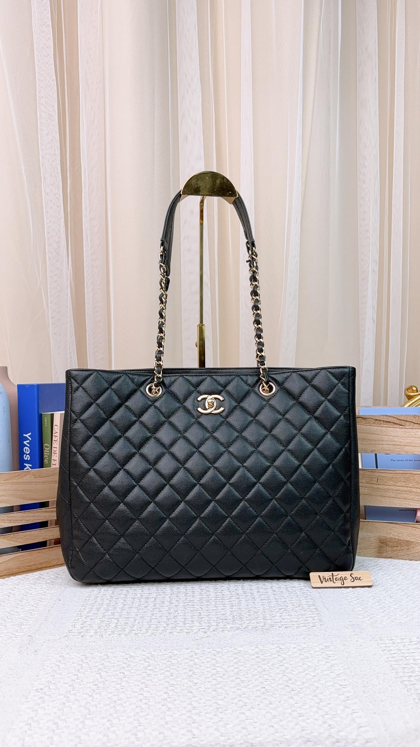 Chanel Black Caviar Classic Timeless Shopper Tote LGHW