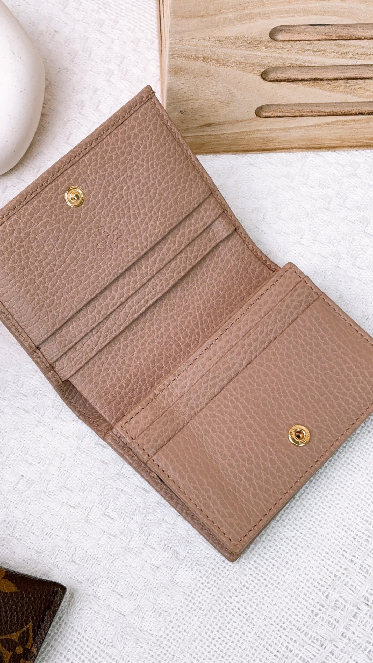 Gucci Nude Calfskin Marmont Compact Wallet GHW